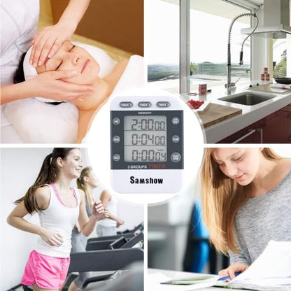 Digital Kitchen Timers for Cooking, 2 Pack | Triple Timer Count UP/Down, Large LCD Display, Adjustable Volume, Loud Alarm, Magnetic, Battery Included - color: 382-2 White