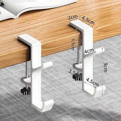 Headphone Stand - Aluminum Alloy Headphone Holder, Under Headset Stand for Desk Fit for PC Gaming Headset Hanger Hook Suitable for Office, Computer, Student Class Desk, Handmade Creator Table (Blanco)