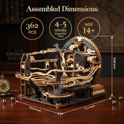 3D Wooden Puzzle for Adults, Marble Run Mechanical Model Kit with Gear Driven Ball Track, DIY Wooden Building Set, Brain Teaser STEM Craft Gift for Men, Women and Puzzle Lovers - color: Zxm-520-362pcs