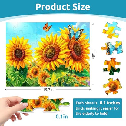3 Pack 48 Large Piece Puzzles for Seniors, Dementia Alzheimer's Products Activities for Elderly Adults,Alzheimer’s Puzzle Memory Cognitive Games Easy Jigsaw Puzzle Gifts with 3 Storage Bags - style: 48 Large Pieces
