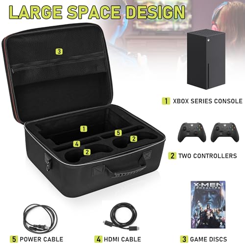LASUK Hard Carrying Case Compatible Xbox Series X, Travel Professional bag Protective for Xbox Series X Console, Controllers, Cables and Other Accessories