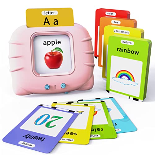 Lapare Audible Educational Toy with Music for Toddlers Age 1 2 3 4 5, 252 Sight Words Flash Cards Kindergarten Toy for Girls to Learn Alphabet Number Color Shapes and More - color: Pink, size: 252 Sight Words English + 4 songs