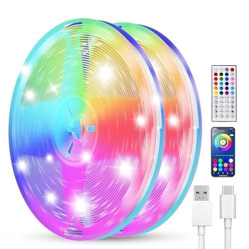 Smart LED Strip Lights 200FT (2 Rolls of 100 ft) for Bedroom App Control Lighting Bedroom Rome Decor with Remote, RGB Music Sync Color Changing LED Lights for Party,Game Room - size: 200 ft