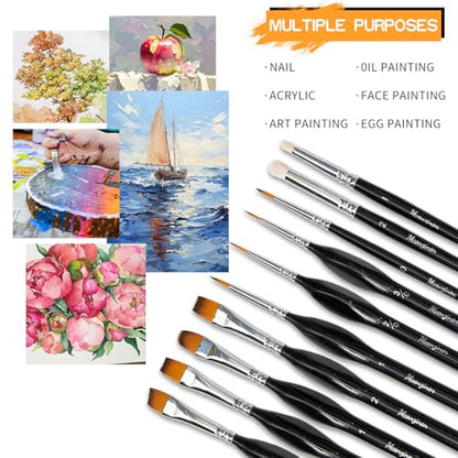 Detail Paint Brushes Set 10pcs Miniature Brushes for Fine Detailing, Acrylic,Model, Face, Figurine, Watercolor, Oil, Triangular&Circular Grip, Nylon Bristles - color: 10pcs Black Combo Set