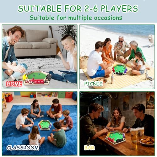 Shut The Box – Colorful Wooden Board Game for 6 Players with 12 Dice, Educational Math & Number Fun for Kids, Adults, Family, Party Game (Instructions Included)