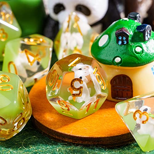 Cusdie 7-Die DND Dice, Polyhedral Dice Set Filled with Animal, for Role Playing Game D&D Dice (Rabbit) - color: Rabbit