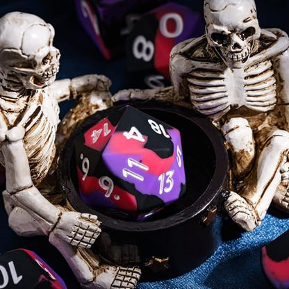 7-Piece Jumbo Silicone DND Dice Set, 25mm Oversized D&D Dice | Round Edges Soft Perfect Bouncer Compatible with Dungeons and Dragons RPG Bar Pub Club Party Games - color: Purple&black&red
