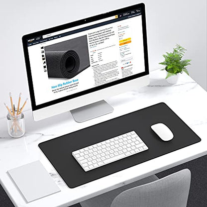 Dapesuom Large Mouse Pad, Extended Gaming Mouse Mat with Stitched Edges, Full Size Desk Mats with Non-Slip Base, Computer Big Desktop Keyboard Pad for Gamer, Laptop, Office, 23.6 x 11.8 in, Jet Black - color: Jet Black, size: 23.6L x 11.8W inches