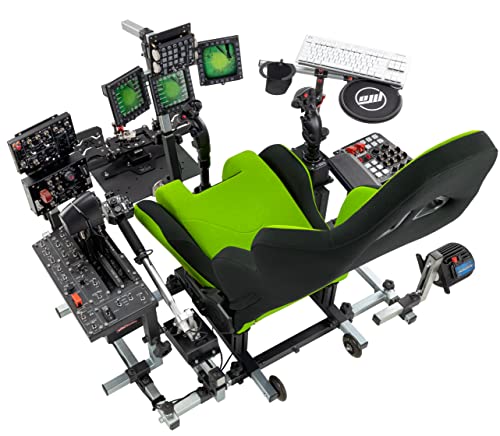 SimFab Modular Flight Simulator Cockpit For Combat Simulation. DCS Edition. Compatible With Thrustmaster Warthog, WinWing, VirPil, VKB And Alike Controls. Upgradable To General Aviation, Space Sim Or Sim Racing. (green seat) - color: green seat