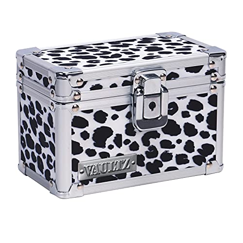 Vaultz Lockable Index Card Holder - Flash Card Organizer for Recipes, Passwords or Studying Holds 350 3x5 Notecards - Index Card Box Study Accessories, Black and White Leopard - color: Black and White Leopard, size: 3 X 5 Inch