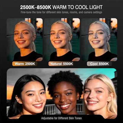Clip on Ring Light, Stepless Dial Control Selfie Light for iPhone Phone, Rechargeable Portable LED Phone Light for Women, Girls, Makeup, Selfies, Video, Live Streaming, Online Meetings