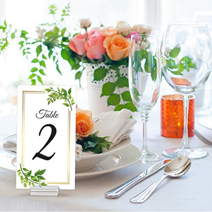 Yalikop Acrylic Place Card Holders 1.2 Inch Name Card Holder Stands Clear Table Number Stands Wedding Sign Holders Display Stand for Table Wedding Photos Office Menu Meeting(100 Pieces)