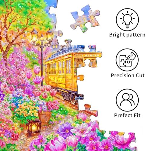 Puzzles for Adults 1000 Pieces, Jigsaw Puzzle for Adults, Fun Challenging Puzzle, City Tram Puzzles Game, Interlock Perfectly No Dust, Gifts for Easter Mother’s Day - color: City Tram
