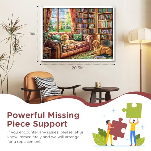 300 Pieces Jigsaw Puzzles for Adults, Golden Retriever Jigsaw Puzzles for Kids Adults Seniors, Adult Puzzles 300 Pieces, Challenging Puzzle Great Gift for Family Friends - style: Dog Book