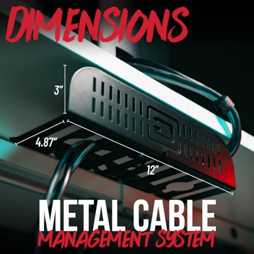 Gator Frameworks Metal Cable Management System - Mounts Under Desk for a Clutter Free Space with 1" Sapced Slots and (6) Cable Ties, (GFW-CBLMGM-MTL) - style: Metal System
