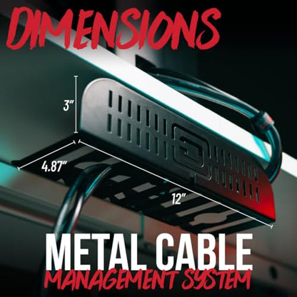 Gator Frameworks Metal Cable Management System - Mounts Under Desk for a Clutter Free Space with 1" Sapced Slots and (6) Cable Ties, (GFW-CBLMGM-MTL) - style: Metal System