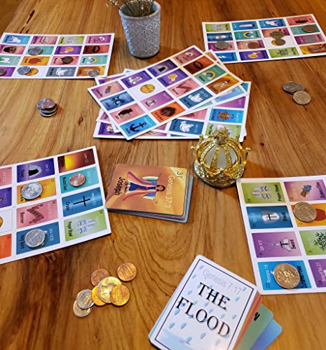 Bible Loteria Game - Christian Bingo - Easy Family-Friendly Party Games - Religious - Card Games for Adults, Large Group Games - Spanish Christian Game - 2-10 Players