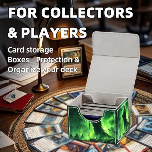 Trading Card Storage Box, Holds 100+ for MTG Cards, PU Leather with Magnetic Closure, Green Skeleton with Skeletons Durable Deck Box for Magic the Gathering, Trading Card Games - color: Green Skeleton with Skeletons