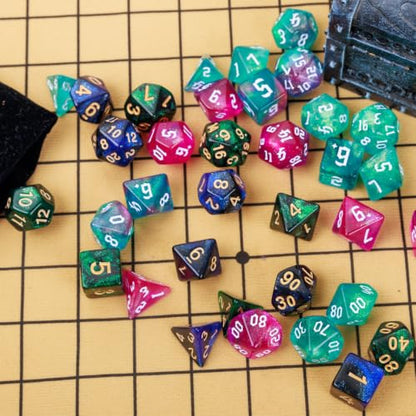 DND Dice Set 42 Pcs Polyhedral Dungeons and Dragons Rolling Dice for D&D RPG MTG Table Games Dice Bulk with Colorful Drawstring Bags and Dice Tray (Cartoon) - color: Cartoon