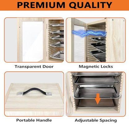 Miniature Storage Case for Collectibles Miniatures, Wooden Miniature Carrying Case with 5 Metal Trays, Miniatures Transport Case - color: Oak