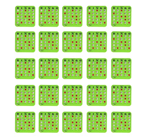Regal Bingo Bulk Bingo Cards with Sliding Windows - Reusable Large Print Bingo Game Cards for Adults Large Group - 25 Pack, Green - color: Green, size: 25 Cards