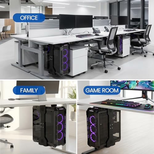 Adjustable Under Desk PC Mount, Heavy Duty PC Holder Under Desk- Up to 77 lbs Load Capacity, CPU Holder Stand Computer Mount for Standing Desks Home Office Laboratory