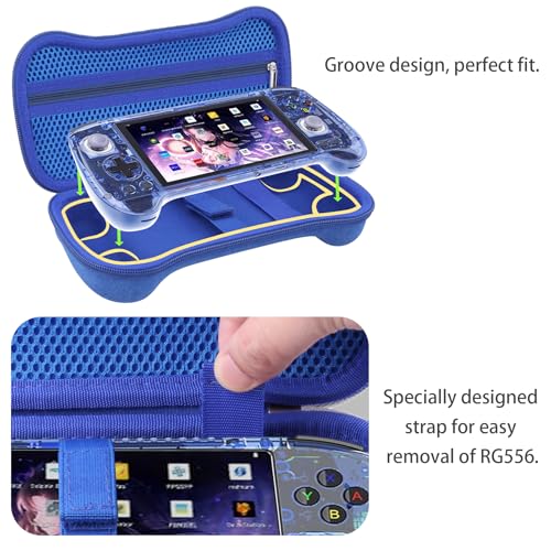 khanka Hard Travel Case Replacement for Anbernic RG556 Retro Handheld Game Console,Case Only. (Blue) | Hard Shell Protection, Smooth Zipper Opening, Secure Custom Fit, Travel-Ready Portable Storage, Protective Case Only - style: Blue