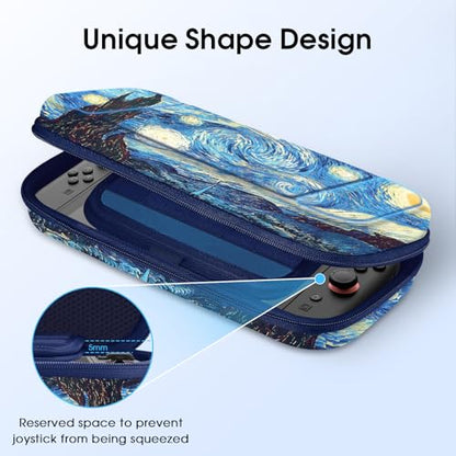 FINTIE Carrying Case for Nintendo Switch 2 (2025), Shockproof Hard Shell Switch 2 Case, Protective Cover Travel Bag with 19 Game Card & 2 Micro SD Card Slots & Inner Pocket (starry night) - color: starry night