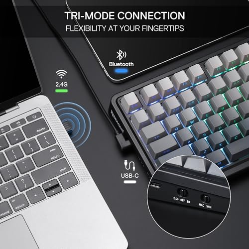 Redragon K686 PRO Wireless RGB Gasket Gaming Mechanical Keyboard, Easy Knob | Multi-Function Control Wheel, 0-Delay Tri-Mode, Cushioned 5-Layer Noise Dampening for Creamy Thocky Sound, Practical 98 Keys - color: Concrete Jungle, size: 98 Keys