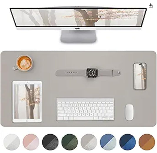 Leather Desk Pad Protector,Mouse Pad,Office Desk Mat, Non-SlipPU Leather Desk Blotter,Desk matt for Desktop,Waterproof Keyboard mat for Office/Home/Decor (Light Grye,23.6" x 13” - color: Light Grey, size: 23.6" x 13"