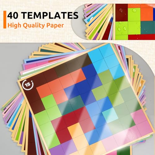 Wooden Memory Matching Game for Adults with Dementia, 13 Pieces | 20 Double-Sided Cards, 40 Patterns, 3 Levels, 8.27 x 8.27 in Board, Easy-Grip Sanded Tiles, Divided Storage Bag
