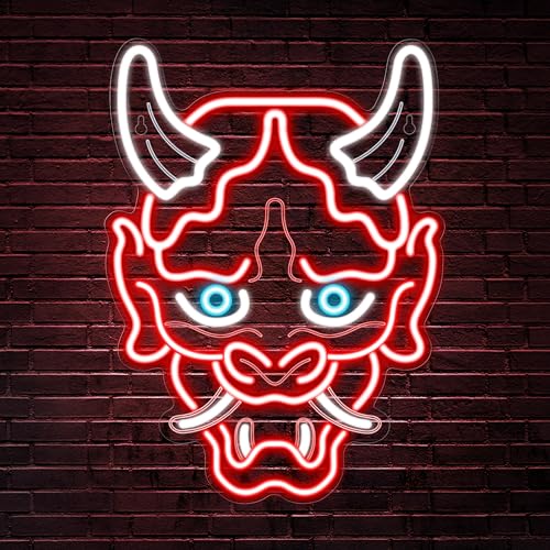 Kavaas Hannya Mask Neon Sign, Anime Japanese Neon Sign for Gamer Room Bar Tattoo Studio Decor | LED Oni Mask Neon Light for Bedroom Boys, Gaming Wall decor - Best Gamer Gifts for Teenage Boys, Christmas - color: Oni Mask_ONM