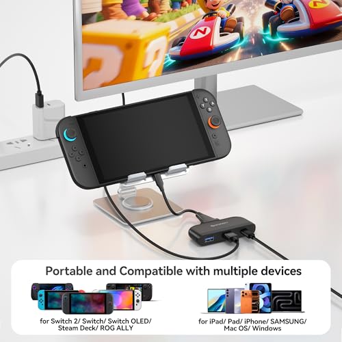 NEWDERY Switch 2 Dock, Portable TV Docking Station with 4K@60HZ HDMI