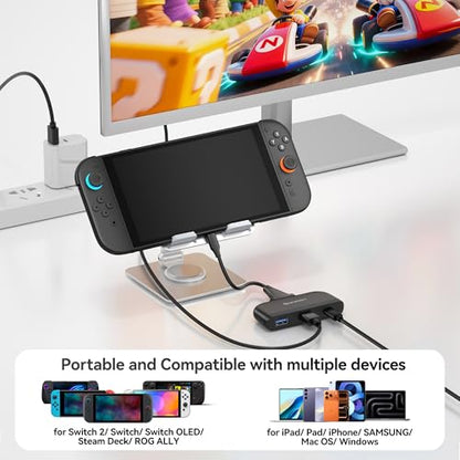 NEWDERY Switch 2 Dock, Portable TV Docking Station with 4K@60HZ HDMI