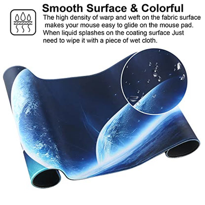 Large Gaming Mouse Pad with Stitched Edges,[27.5x11.8In] Extended Mouse Pad with Non-Slip Natural Rubber Base for Gamer/Desktop/Office/Home (70x30 Spaceball) - color: 70x30 Spaceball