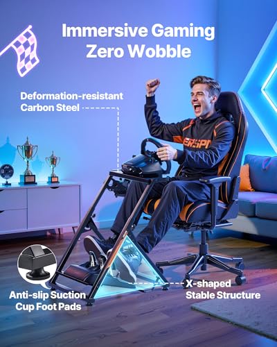 VEVOR Racing Wheel Stand, Adjustable & Foldable Simulator Stand for Logitech G923 G920 G29 G27, Thrustmaster T300RS TX F458 T500RS T3PA-PRO(F1/GT) Gaming Cockpit,Pedals Simulator NOT Included,Compact - size: X-shaped lite
