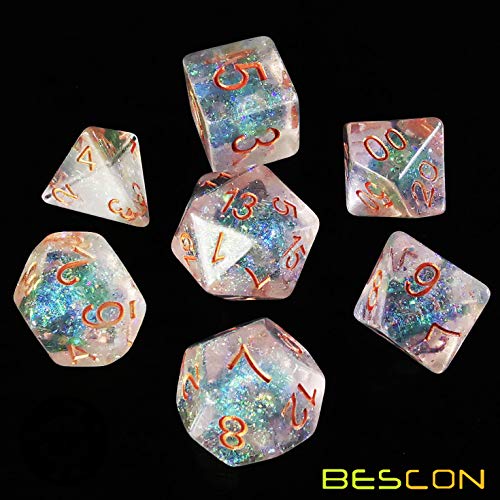 Bescon Shimmery Dice Set Bronze-Golden, RPG 7-dice Set in Brick Box Packing - color: Bronze-golden