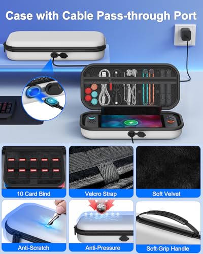 Switch 2 Accessories, FYOUNG Case Bundle for Nintendo Switch 2 2025 Console | FYOUNG 23 IN 1 Kit: Carrying Case, Controller Charger, Protective Shell, Grip for Joycon, Steering Wheel (White) - color: White