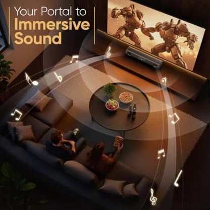 Saiyin 60W Bluetooth Sound Bar for Smart TV, TV-ARC/Optical/AUX | Clear Voice&Dual Bass Drivers, Virtual Surround Sound System, For TV/PC/Gaming/Projectors, 17 inch, Wall Mountable
