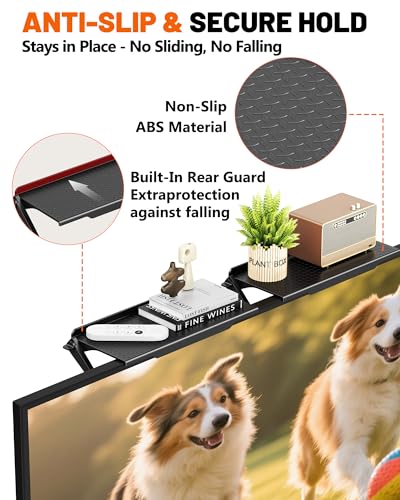 No Drilling Soundbar Mount, TV Top Shelf Fits Most Soundbars up to 12 lbs, Universal Monitor Shelf-Sound Bar Mounts, Sound Bar Shelfs Above TV for Flat Screen TVs,No TVs Disassembly, 23.6x4.4inch