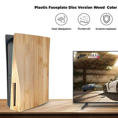 Face Plates Cover Skins Shell Panels for PS5 Disc Edition Console, Accessories for Playstation 5 Protective Faceplates (Wood Grain) - color: Wood Grain