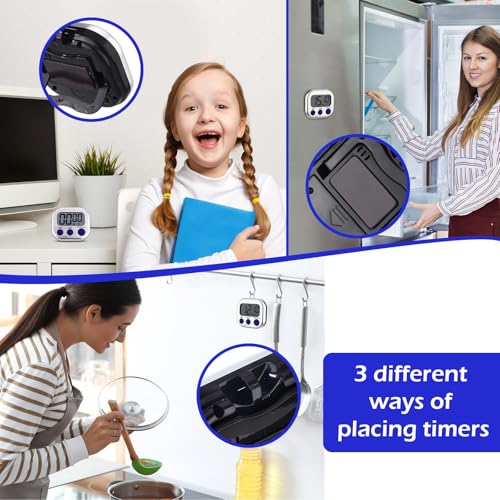 Leumoi 24 Pack Multi-Function Digital Timers with Magnetic Back, Large LCD Display, Loud Alarm, Count up & Countdown, Memory Function for Cooking, Classroom, Study, Exercise & Work(Sliver and Blue) - color: Sliver and Blue
