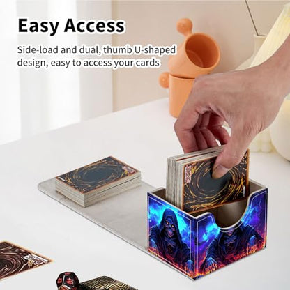 Stylish MTG Deck Box for 110+ Cards, Magnetic Commander Deck Case with Bonus Game Card Pouch, Durable Storage for TCG and Sleeved Magic Cards, Grim Skulls - color: Grim Skulls