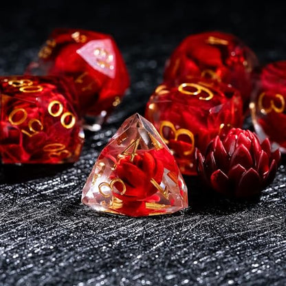 7PCS DND Dice Set,Transparent Sharp Edge Dice Set D&D RPG Polyhedral Die,for Dungeons and Dragons TTRPG Games Roleplaying Games,with Gift Box(Lotus Red) - color: Lotus Red