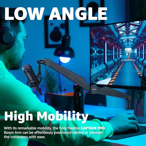 Mic Boom Arm Microphone Arm for Blue Yeti Shure Sm7b Hyperx QuadCast Rode At2020 and Fifine Upgraded Mic Stand with Tablet and Headphone Holder for Gaming Podcasting and Streaming CAPTAIN PRO - color: 3 Pro.