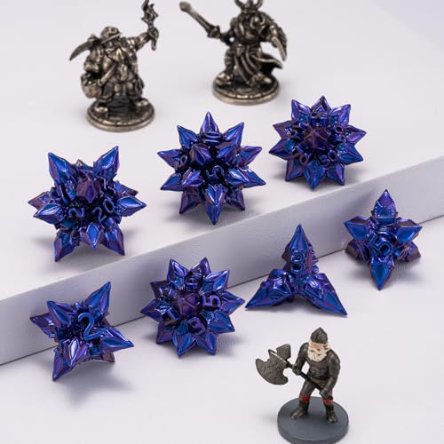 DND Dice Set Metal,Polyhedral D&D Metallic Heterotypic D and D Dice with Cracks for Dungeons and Dragons RPG TTRPG 7-Die Set with Gift (Heterotypic, Heterotypic-Blue) - color: Heterotypic-blue, style: Heterotypic