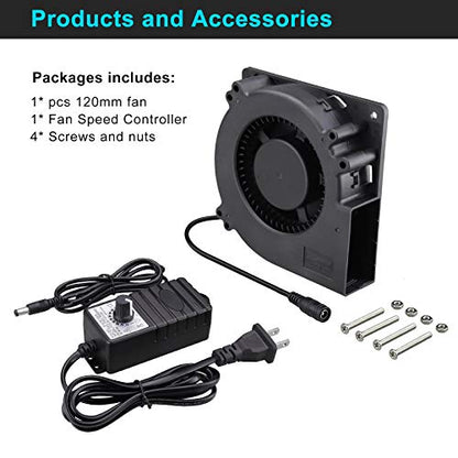 Wathai 120mm x 32mm Blower Centrifugal Fan 110V 220V AC Powered Fan 1232 | 12 volt Small Fan with Speed Controller AC 110V 240v DC Dual Ball High CFM for Receiver DVR Xbox Modem AV Cabinet Cooling - style: 120x32mm 100-220v with Speed Controller