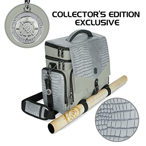 ENHANCE Travel Bag for DND Collector's Edition, Bag Compatible with Dungeons and Dragons, Battle Mat Holder, Dice Pockets and Accessories, Carry 4-8 Books (Silver Dragon) - color: Dragon Silver