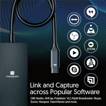 4K60 HDMI to USB-C Capture Dongle with Scaler, Stream up to 4K60, HDMI 2.0, HDR, Ultra Low Latency, for Gaming Xbox, PS5, PC, USB3.1, No Driver Required, for OBS, TAA Compliant