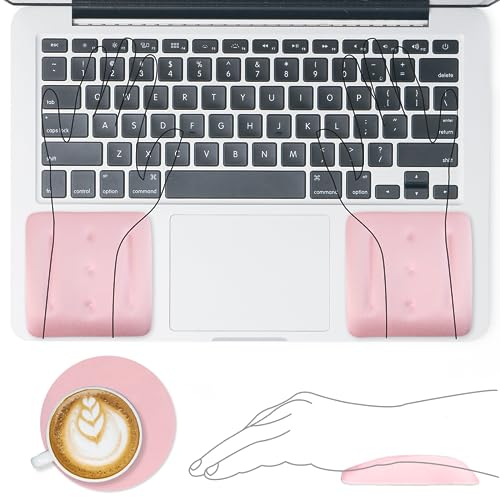 VAGAU Wrist Rests for Laptop, Wrist Support for Keyboard and Mouse Pink | Ergonomic Memory Foam Wrist Pads for Laptop, Office, Computer, Comfortable Typing Wrist Pain & Carpal Tunnel Relief - color: Pink